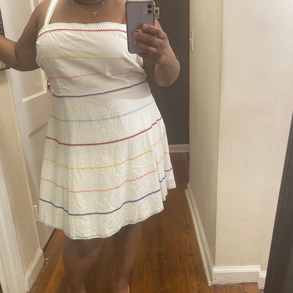 White/ multi colored dress